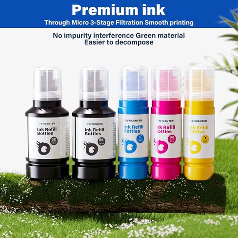 OFFICENTER Compatible Ink Refill Bottles for ET2760 ET-4760 ET2750 ET-3760 ET-2850 ET-15000 ST-4000 ST-2000 ET-3710 ET-3850 ET-3750 ET-4850 ET-3830 ET4750 ET2700 ST3000 ET3700 Printer(2BK C M Y) in Saudi Arabia