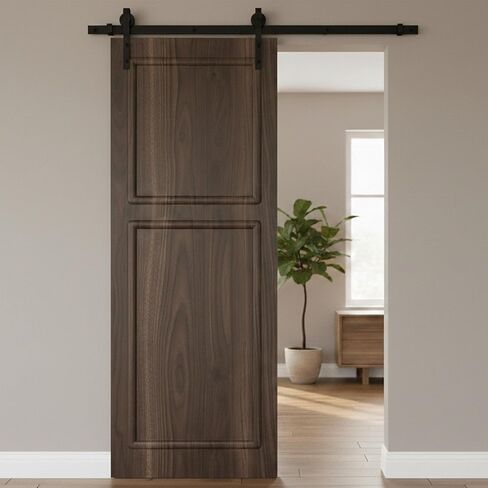 60in.X84 in. 3/4 inch Thickness 2-Panel Walnut Color Finished MDF Sliding Door with Barn Door Hardware. in Saudi Arabia