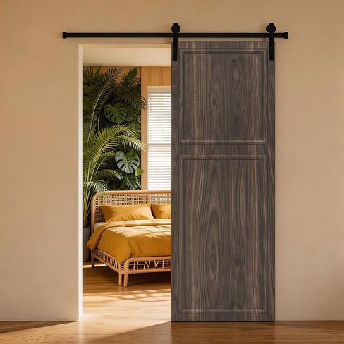 60in.X84 in. 3/4 inch Thickness 2-Panel Walnut Color Finished MDF Sliding Door with Barn Door Hardware. in Saudi Arabia