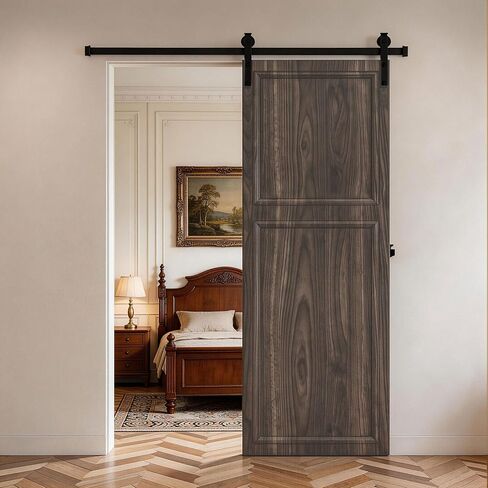 60in.X84 in. 3/4 inch Thickness 2-Panel Walnut Color Finished MDF Sliding Door with Barn Door Hardware. in Saudi Arabia