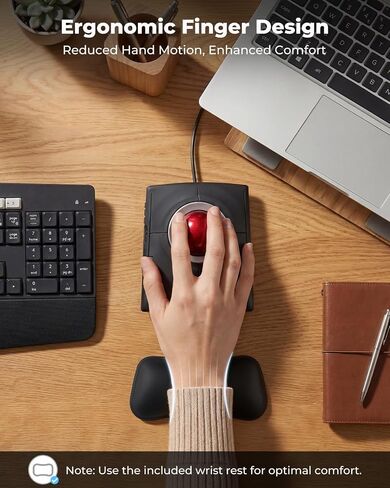 Wired Ergonomic Trackball Mouse, 55mm for Large Hands, Ambidextrous Design in Saudi Arabia