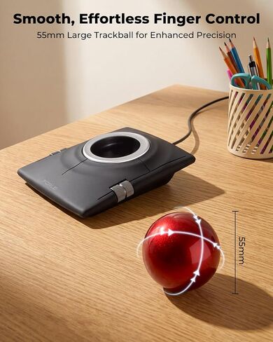 Wired Ergonomic Trackball Mouse, 55mm for Large Hands, Ambidextrous Design in Saudi Arabia