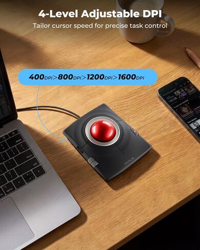 Wired Ergonomic Trackball Mouse, 55mm for Large Hands, Ambidextrous Design in Saudi Arabia