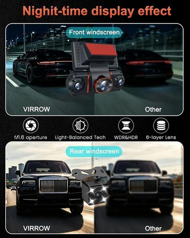 4K+1080P*3 FHD Dash Cam Front and Rear, 360° Car Camera, 5.8GHz WiFi 20MB/s in Kuwait
