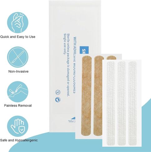 Wound Closure Strips 24 Steri Skin Closures Strip Breathable Sutures Bandage Stitch-Free Wound Repair, 12x100mm in Saudi Arabia