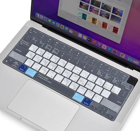 غطاء لوحة المفاتيح مع مفاتيح التشغيل السريع لنظام التشغيل MAC لجهاز Apple MacBook Neo 13 / Pro 14 بوصة A3426 A3427 A3434 A3112 A3401 A3185/ Pro 16 A3428 A3429 A3403 M5 M4 M3 M2، MacBook Air 13.6 بوصة 15.3 بوصة - أزرق وأبيض in Saudi Arabia