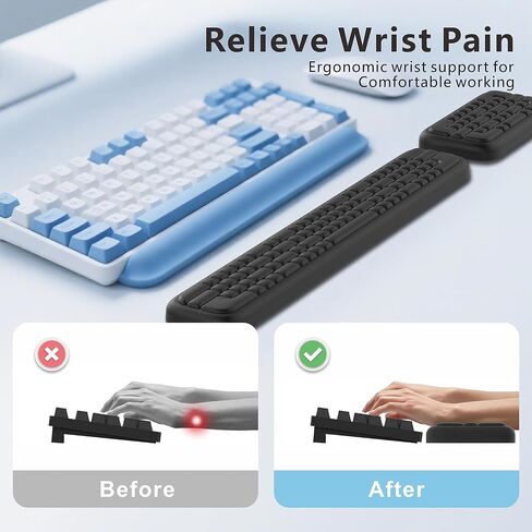 MEKASS Keyboard Wrist Rest, Ergonomic Wrist Pad, Soft Memory Foam Keyboard Hand Rest with Non-Slip Base, Easy Typing, Pain Relief, Comfort Support for Office Work Gaming Computer Accessories (Black) in Saudi Arabia