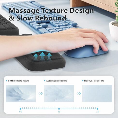 MEKASS Keyboard Wrist Rest, Ergonomic Wrist Pad, Soft Memory Foam Keyboard Hand Rest with Non-Slip Base, Easy Typing, Pain Relief, Comfort Support for Office Work Gaming Computer Accessories (Black) in Saudi Arabia