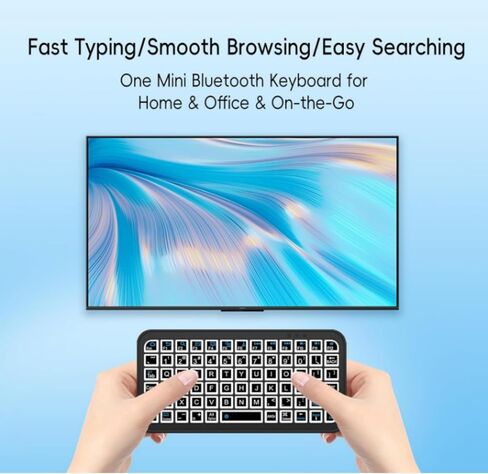 Mini Bluetooth Keyboard,Ultra Small Wireless Keyboard with 7 RGB Backlights,Portable Compact Pocket Slim Handheld Cordless Keypad Air Mouse for Gaming Laptop Android Windows Mac Smartphone Travel in Kuwait