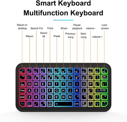 Mini Bluetooth Keyboard,Ultra Small Wireless Keyboard with 7 RGB Backlights,Portable Compact Pocket Slim Handheld Cordless Keypad Air Mouse for Gaming Laptop Android Windows Mac Smartphone Travel in Kuwait