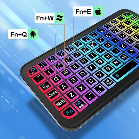Mini Bluetooth Keyboard,Ultra Small Wireless Keyboard with 7 RGB Backlights,Portable Compact Pocket Slim Handheld Cordless Keypad Air Mouse for Gaming Laptop Android Windows Mac Smartphone Travel in Kuwait
