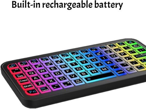 Mini Bluetooth Keyboard,Ultra Small Wireless Keyboard with 7 RGB Backlights,Portable Compact Pocket Slim Handheld Cordless Keypad Air Mouse for Gaming Laptop Android Windows Mac Smartphone Travel in Kuwait