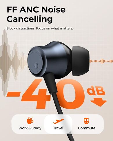 truefree F3 Neckband Headpones, Active Noise Cancelling Wireless Earbuds in Saudi Arabia