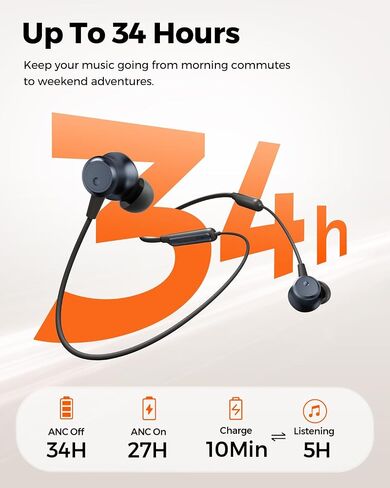 truefree F3 Neckband Headpones, Active Noise Cancelling Wireless Earbuds in Saudi Arabia