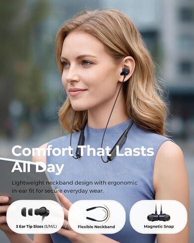 truefree F3 Neckband Headpones, Active Noise Cancelling Wireless Earbuds in Saudi Arabia