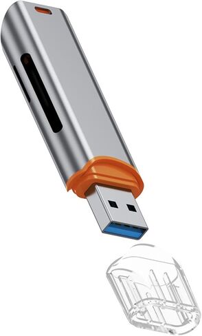 Card Reader USB 3.0 Card Reader Double Card Slot Design SD TF Card Reader Multifunctional Accessory Alloy Material Lanyard Hole Portable Suitable for, Gray in Saudi Arabia