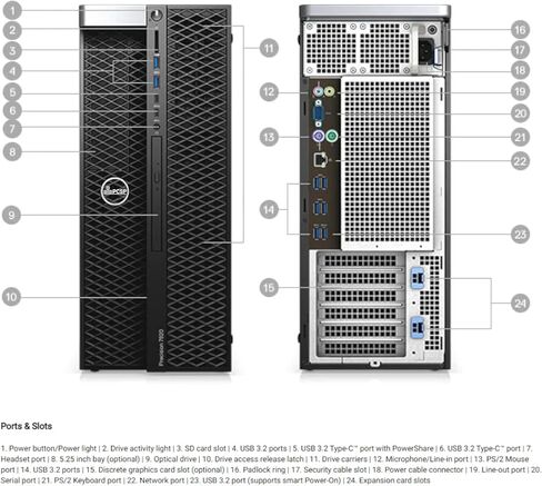 PCSP T7820 Workstation, 2X Xeon Gold 6148 2.40GHz 20-Core (40-Cores Total), DDR4 RAM, 2X New 1TB SSD, Quadro P4000 8GB Graphics, Windows 11 Pro (Renewed) (128GB DDR4) in Kuwait