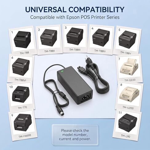 24V Universal Power Adapter Compatible with Epson PS-180 PS-170 PS-150 PSA242 C32C825343 M159A M159B M235A M129C TM-T88II TM Series T88III POS Printer in Kuwait