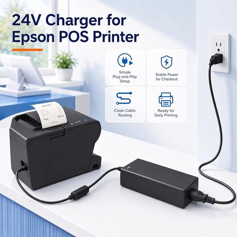 24V Universal Power Adapter Compatible with Epson PS-180 PS-170 PS-150 PSA242 C32C825343 M159A M159B M235A M129C TM-T88II TM Series T88III POS Printer in Kuwait