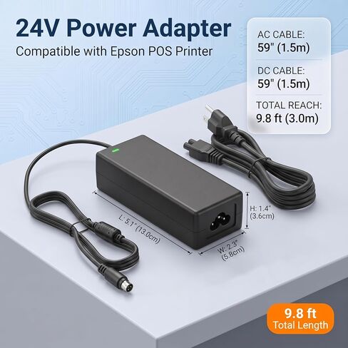 24V Universal Power Adapter Compatible with Epson PS-180 PS-170 PS-150 PSA242 C32C825343 M159A M159B M235A M129C TM-T88II TM Series T88III POS Printer in Kuwait