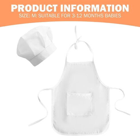 2Pcs/Set Baby Chef Outfit, Cute Soft Toddler Chef Hat and Apron for Photoshoots and Dress-Up of 3-12 Months Kids Male &1 in Saudi Arabia