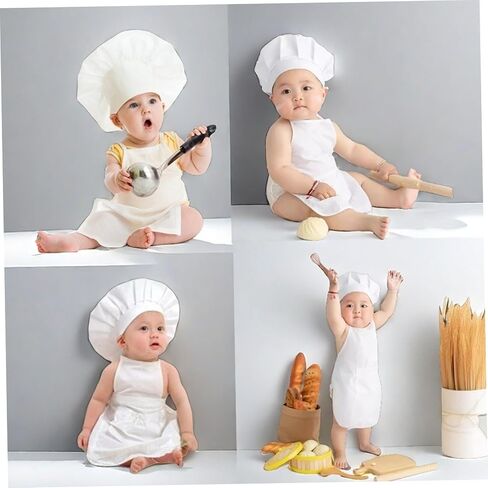 2Pcs/Set Baby Chef Outfit, Cute Soft Toddler Chef Hat and Apron for Photoshoots and Dress-Up of 3-12 Months Kids Male &1 in Saudi Arabia