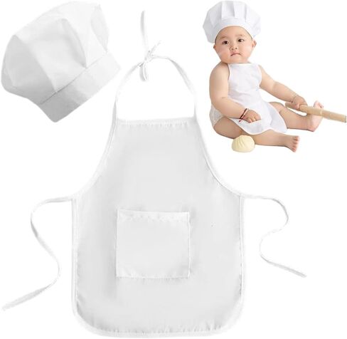 2Pcs/Set Baby Chef Outfit, Cute Soft Toddler Chef Hat and Apron for Photoshoots and Dress-Up of 3-12 Months Kids Male &1 in Saudi Arabia