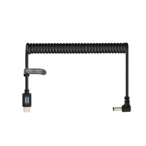 كابل طاقة 12 فولت PD USB C نوع C إلى تيار مستمر 5.5 × 2.5 مم كابل ملفوف بزاوية قائمة ذكر مع مؤشر طاقة لشاشات KiPRO LCD وكاميرا Blackmagic BMCC وشاشة مساعدة الفيديو in Saudi Arabia