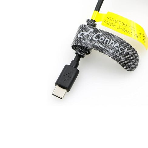 كابل طاقة 12 فولت PD USB C نوع C إلى تيار مستمر 5.5 × 2.5 مم كابل ملفوف بزاوية قائمة ذكر مع مؤشر طاقة لشاشات KiPRO LCD وكاميرا Blackmagic BMCC وشاشة مساعدة الفيديو in Saudi Arabia