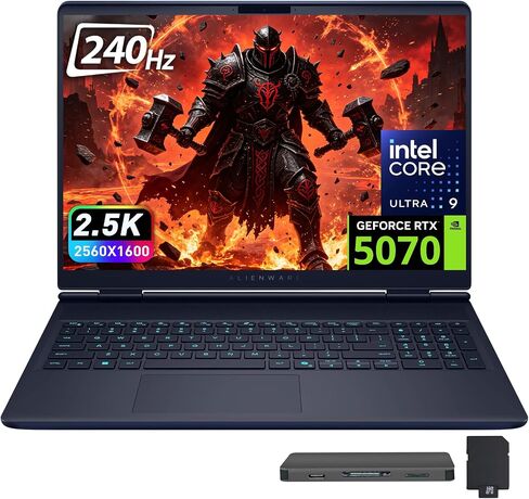 Dell Alienware 16X Aurora 16" WQXGA 240Hz Gaming Laptop, Intel Ultra 9 275HX, GeForce RTX 5070, 32GB DDR5, 2TB Storage(1TB SSD+1TB Docking Station), Backlit Keyboard, Win 11 Pro, Interstellar Indigo in Kuwait