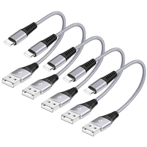 5 قطع كابل لايتنينج قصير (8 بوصة)، [معتمد من Apple MFi] كابل شحن سريع iPhone، USB إلى Lightning عالي السرعة لمزامنة البيانات سلك مجدول من النايلون لهاتف iPhone 14/13/12/11/XR/X/8/7/6/iPad/Airpods/PowerBank in Kuwait