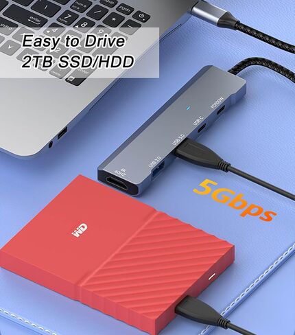VIENON USB C Hub, USB C to HDMI Adapter 4K@60Hz, USB Type C Adapter Dongle with 100W PD, 5Gb USB-A &C Ports, Docking Station Compatible for MacBook Pro, XPS, Switch, Steam Deck in Saudi Arabia