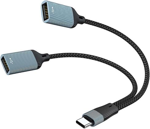 Aluminum USB C Type Splitter 2 Port Hubs for Computer Tablets Charging Data Syncs with Nylons Braided Cord Design Type Hubs Two Port in Kuwait