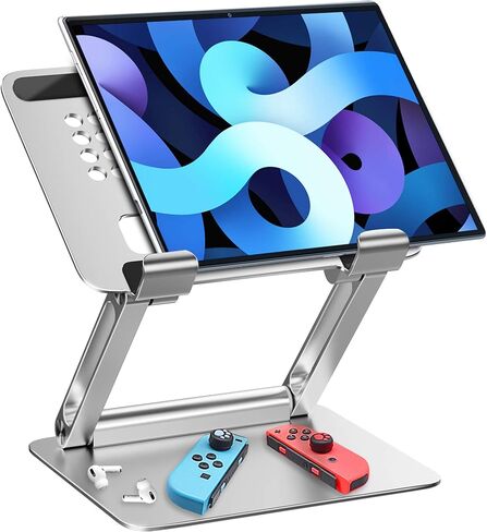 حامل iPad محمول، حامل تابلت قابل للتعديل وقابل للطي للمكتب متوافق مع أجهزة الكمبيوتر اللوحية من سلسلة Microsoft Surface، iPad Pro 11/12.9، Mini Air 2/3/4، Kindle Fire، 4-12.9 بوصة - فضي in Kuwait