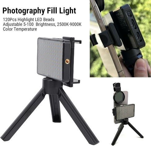 LED Fill Light for Photography with 95 CRI, 2500K-9000K Dimmable Brightness, 120 Beam Angle, 3000mAh Battery, for Tablet and Phone Video Lighting in Kuwait