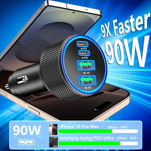 Stuffcool Car Charger USB C, 4Port 90W 2USB-C & 2USB-A Car Power Adapter in Saudi Arabia