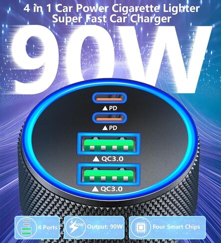 Stuffcool Car Charger USB C, 4Port 90W 2USB-C & 2USB-A Car Power Adapter in Saudi Arabia