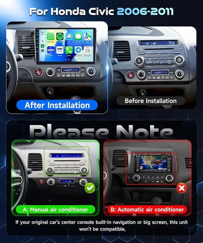 [Android 15/2+64G] 5Ghz WiFi Car Radio for Honda Civic 2006-2011, 10.1" IPS Touchscreen Car Stereo with Wireless CarPlay/Android Auto/DSP/EQ/GPS/Bluetooth/FM/RDS/SWC/AHD Backup Camera in Saudi Arabia