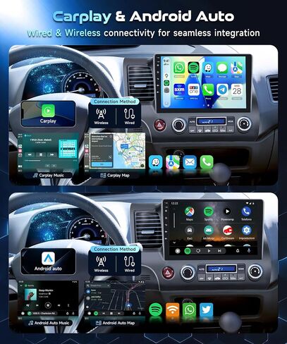 [Android 15/2+64G] 5Ghz WiFi Car Radio for Honda Civic 2006-2011, 10.1" IPS Touchscreen Car Stereo with Wireless CarPlay/Android Auto/DSP/EQ/GPS/Bluetooth/FM/RDS/SWC/AHD Backup Camera in Saudi Arabia
