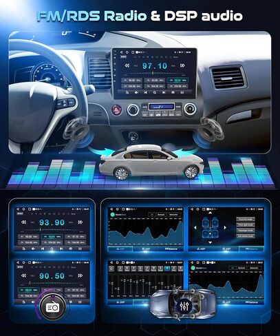 [Android 15/2+64G] 5Ghz WiFi Car Radio for Honda Civic 2006-2011, 10.1" IPS Touchscreen Car Stereo with Wireless CarPlay/Android Auto/DSP/EQ/GPS/Bluetooth/FM/RDS/SWC/AHD Backup Camera in Saudi Arabia