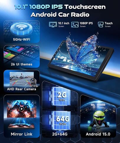 [Android 15/2+64G] 5Ghz WiFi Car Radio for Honda Civic 2006-2011, 10.1" IPS Touchscreen Car Stereo with Wireless CarPlay/Android Auto/DSP/EQ/GPS/Bluetooth/FM/RDS/SWC/AHD Backup Camera in Saudi Arabia