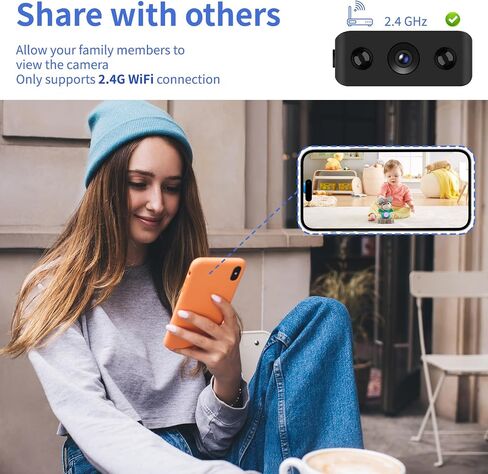 Mini Indoor Security Camera Wireless Home Camera Smart Small Outdoor WiFi Pet Cameras 1080P Tiny Nanny Cam Wide Angle Night Vision Home Indoor Outdoor Camara, No Need WiFi Camaras for House Security in Saudi Arabia