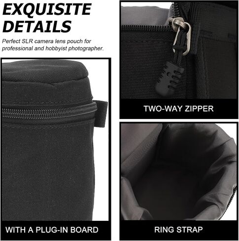 Camera Lens Case Portable Storage Bag with Smooth Zipper for Travel in Kuwait