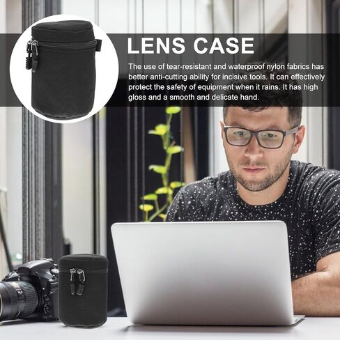 Camera Lens Case Portable Storage Bag with Smooth Zipper for Travel in Kuwait
