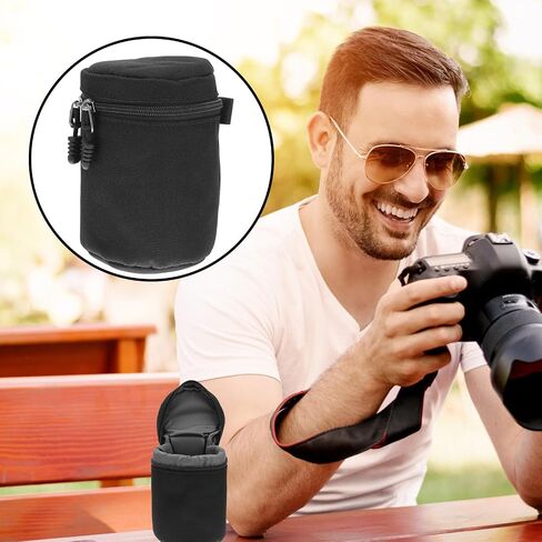 Camera Lens Case Portable Storage Bag with Smooth Zipper for Travel in Kuwait