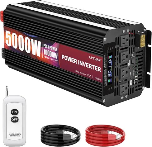 LVYUAN 5000 Watt Power Inverter 48V to 110V 120V for Vehicle, Solar Inverter System, Heavy Duty, RV, Truck, Off Grid,Camping with 4 AC Outlets, LCD Display, Wireless Remote Control, Car Power Inverter in Saudi Arabia