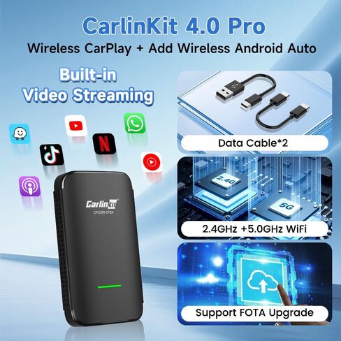 Carlinkit 4.0 Pro Wireless CarPlay Adapter with Built-in Video App, USB-A/C in Saudi Arabia