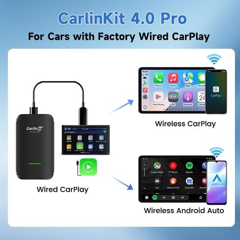Carlinkit 4.0 Pro Wireless CarPlay Adapter with Built-in Video App, USB-A/C in Saudi Arabia