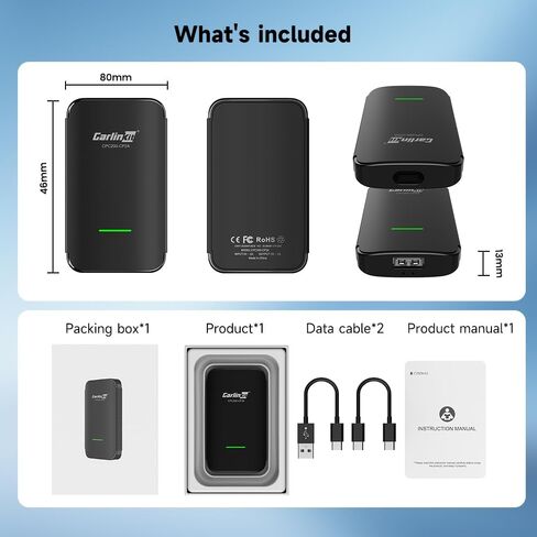 Carlinkit 4.0 Pro Wireless CarPlay Adapter with Built-in Video App, USB-A/C in Saudi Arabia
