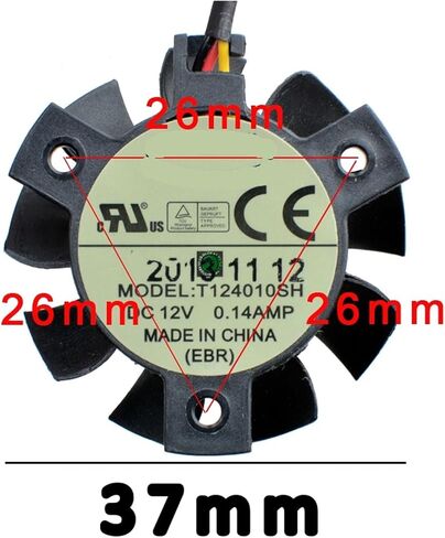 T124010SH Diameter 37MM Hole Pitch 26MM 3Pin 12V 0.14A Cooling Fan Suitable for Z490 Motherboard Router Industrial Computer in Kuwait